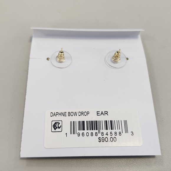 NWT Kendra Scott Gold Daphne Bow Dark Pink Drop Earrings  - Picture 2 of 2
